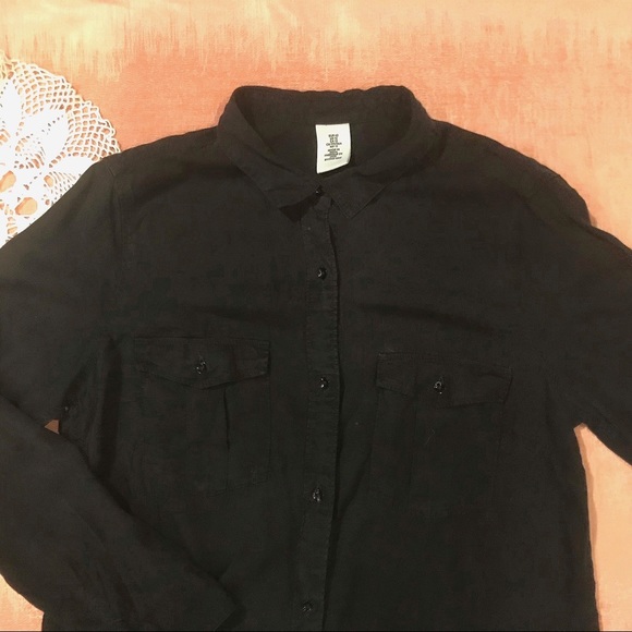 H&M Ladies Black Button Up Blouse 12 - Picture 3 of 5